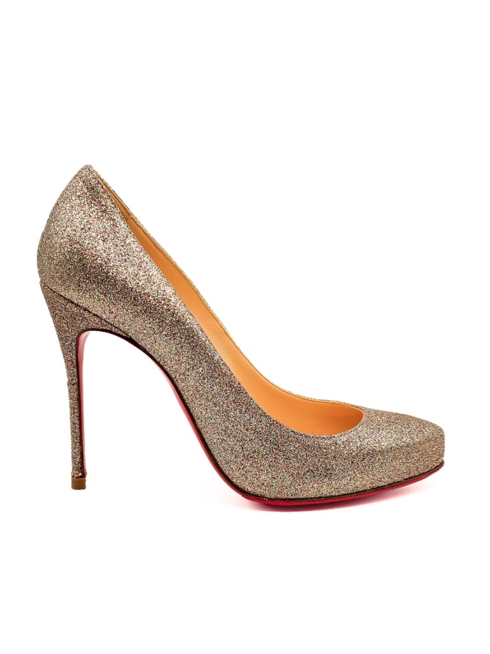 Christian Louboutin Gold Glittered Leather Pumps Heels EU 37.5